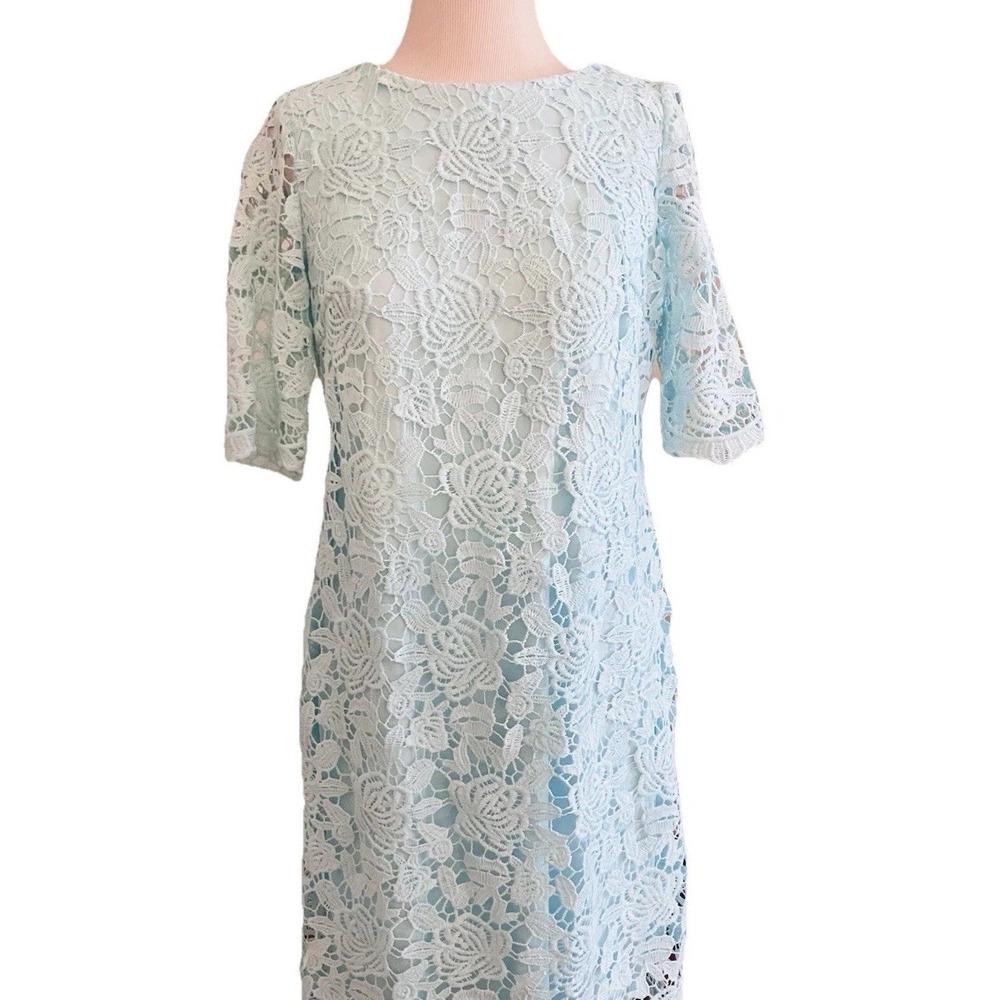 Sandra Darren Sz 6  Dress Short Sleeve Lace Mint Green luxury